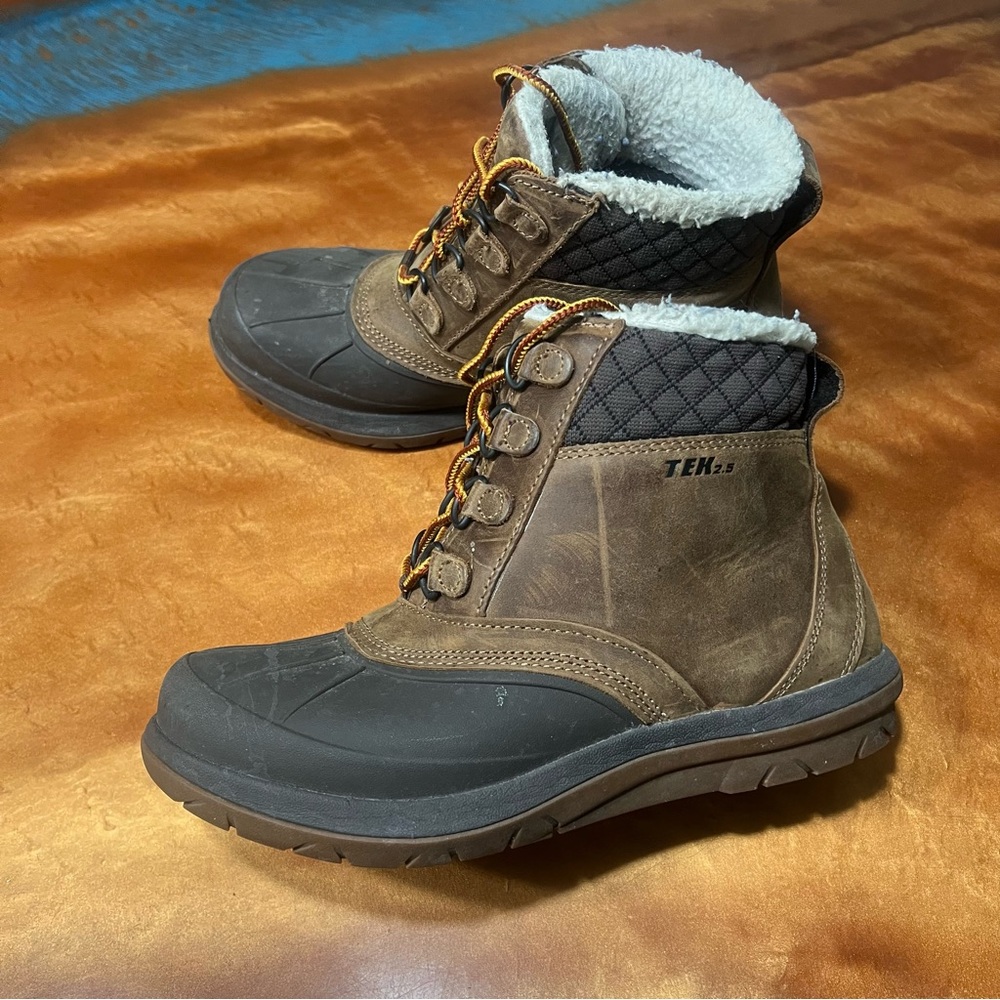 L.L. Bean Storm Chaser Brown Leather Insulated Winter Boots Fleece Lined 8